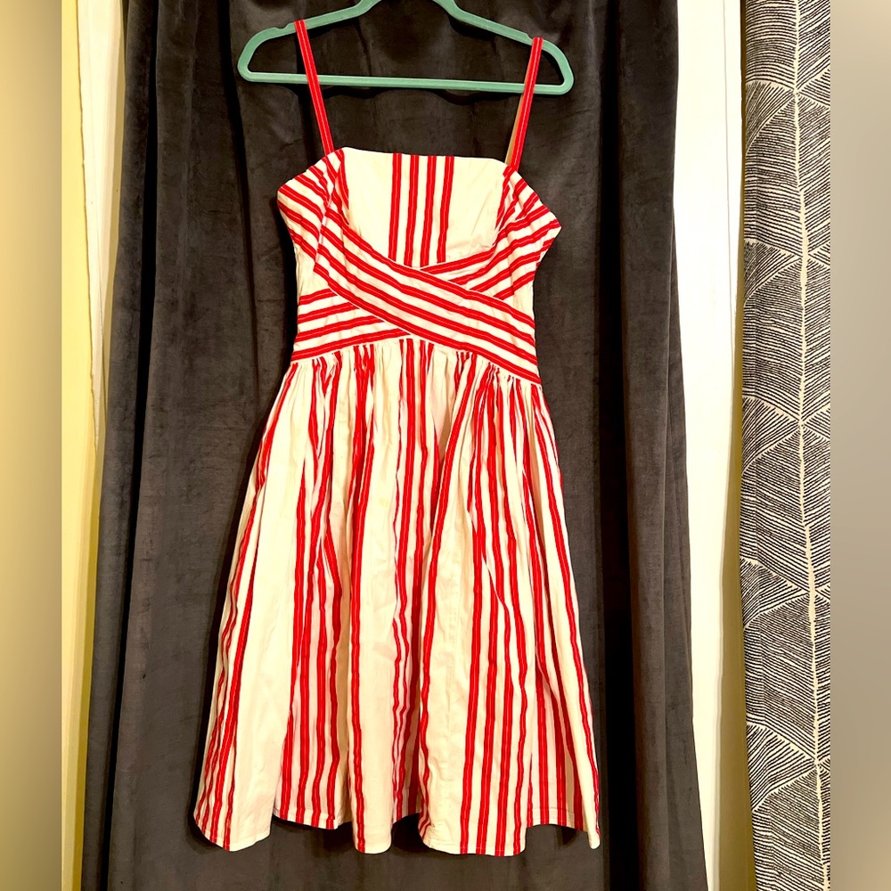 Anthropologie Red Striped Regatta Dress by Viola - 20th anniversary collection